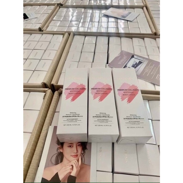 Sữa dưỡng thể làm trắng da, chống nắng WHISIS PREMIUM COLLAGEN WHITENING BODY LOTION siêu trắng