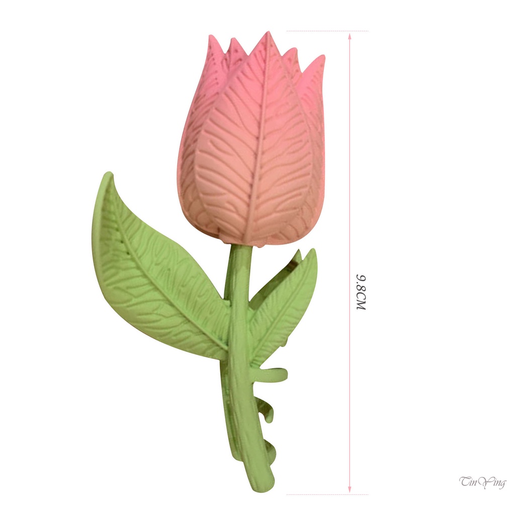 GETNOIVAS Kẹp Tóc Hợp Kim Dày Dặn Hình Hoa Tulip Hồng Chống Trượt Thời Trang Cho Nữ