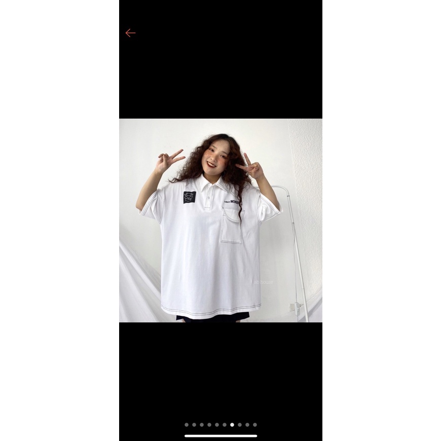 Áo polo cộc tay wonder unisex - Thun trơn tay lỡ nam nữ dáng rộng, thiết kế sọc viền cá tính, style vintage đường phố