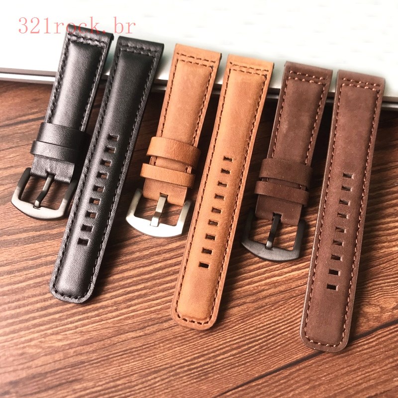 Dây Đeo Đồng Hồ Bằng Da Bò Loại Nhám 22mm Thông Dụng Cho Huawei GT Seiko Little Panaheim