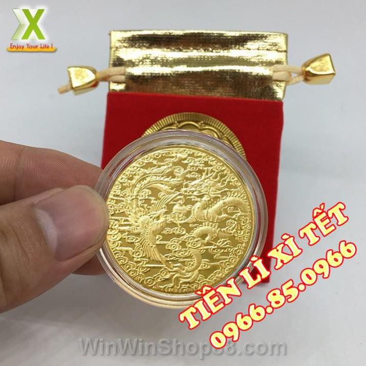 [Trợ Giá] Đồng xu Long Phụng sum vầy may mắn phong thủy tài lộc