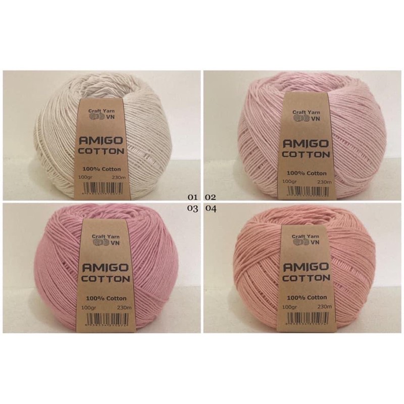Sợi Amigo Cotton Craftyarn VN (cuộn 100gr)