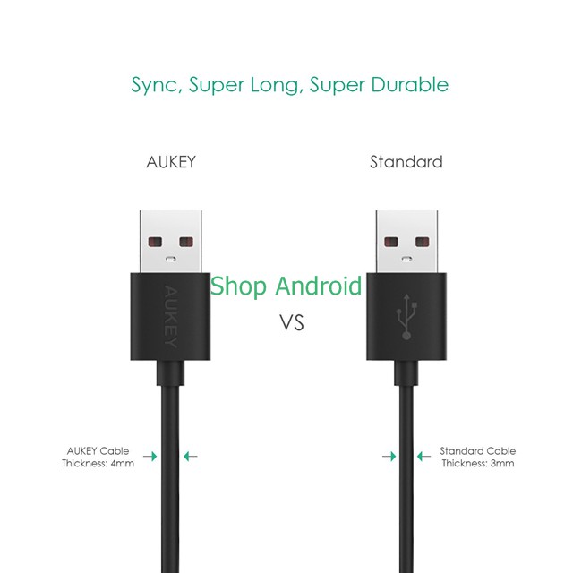 BỘ 3 CÁP SẠC AUKEY MICRO USB - CABLE AUKEY MICRO USB