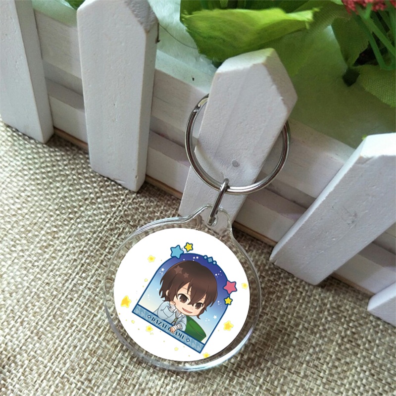 ( Tròn ) Móc treo chìa khóa mica anime BUNGOU STRAY DOGS chibi xinh xắn