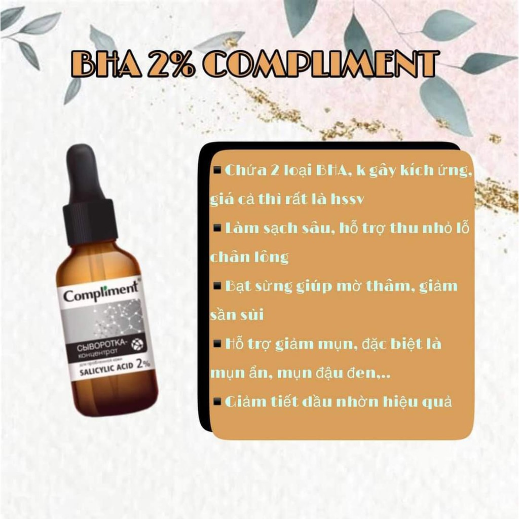 Serum Compliment 2% BHA làm sạch sâu, giảm mụn, se lỗ chân lông, kiềm dầu - Otoke