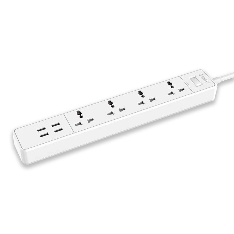 Ổ cắm điện Orico 4 lỗ cắm 3 chấu, tích hợp 4 cổng sạc usb 2.4A