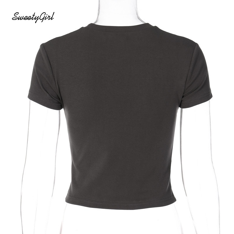 Áo Thun Tay Ngắn Cổ Tròn Dáng Ôm In Chữ Và Bướm Thời Trang 2022 Cho Nữ