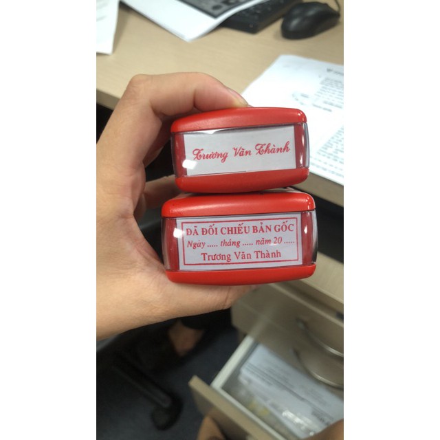 Combo 2 con dấu Shiny. Dấu Tên 1 dòng và Dấu Địa chỉ 3 dòng