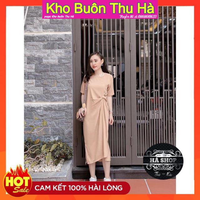 Váy xuông xoắn eo chất thun cotton co dãn | BigBuy360 - bigbuy360.vn