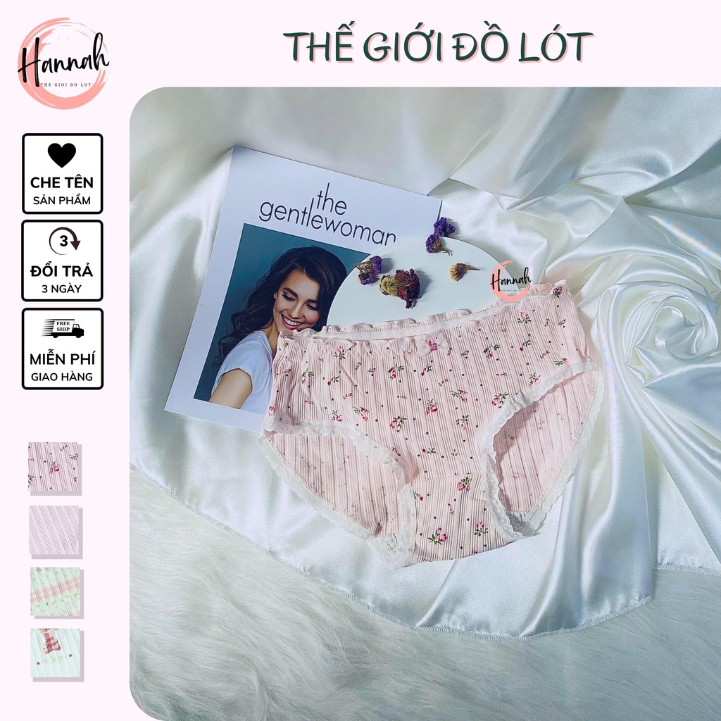 Set 4quần lót nữ len tâm cao cấp dễ thương hoạ tiết gấu nơ làm quà tặng HANNAH SECRET QL025
