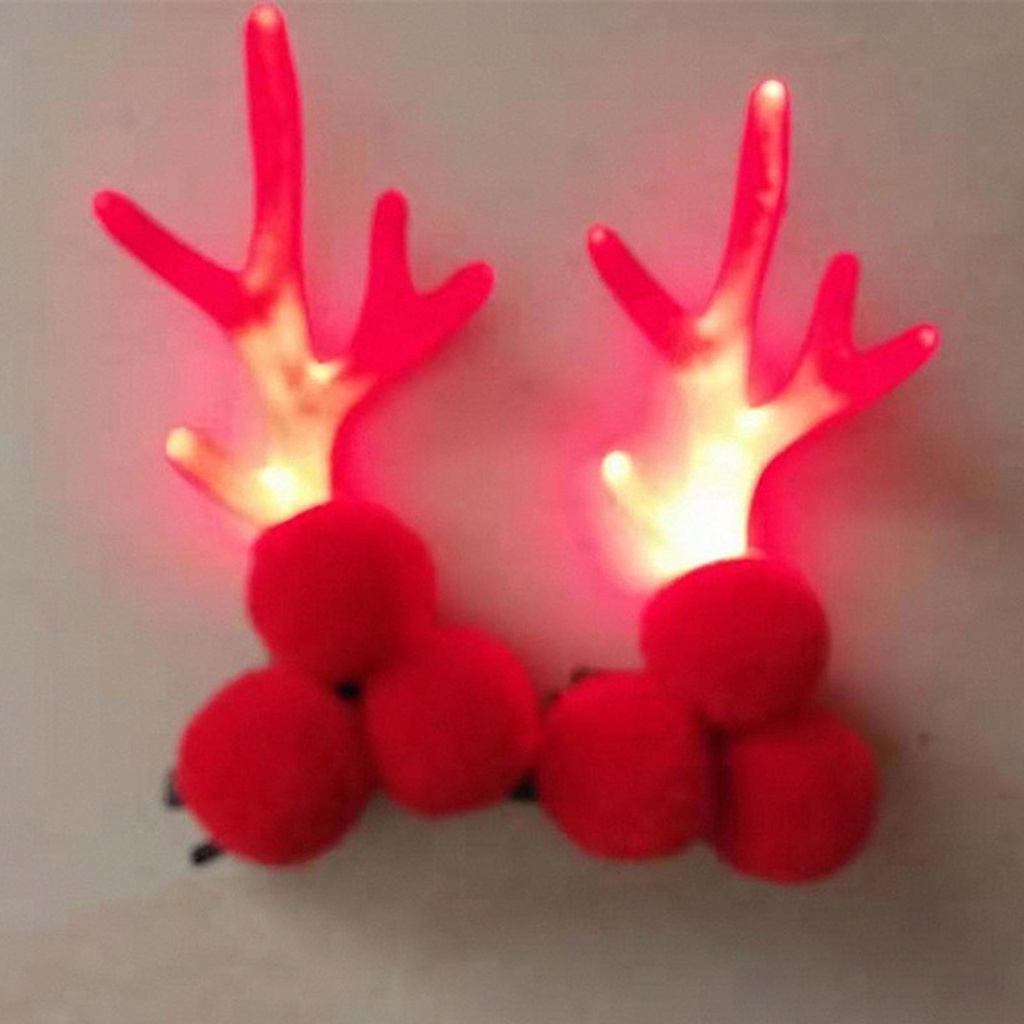 Kẹp tóc hình sừng tuần lộc có đèn LED