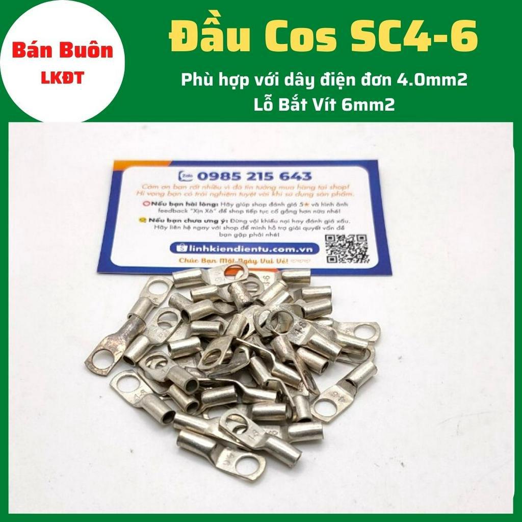 Đầu Cos SC4-6, cos SC, đầu cos tròn trần, cos đồng, bịt đầu SC bằng đồng, đầu cos dùng cho dây điện 4mm