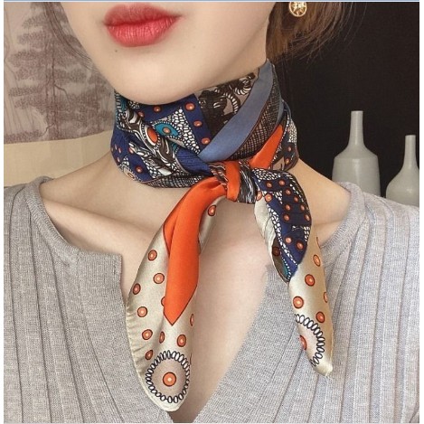 Khăn lụa vuông 70- Khăn turban quàng cổ làm áo yếm lụa Chiffon- Họa tiết Sang chảnh