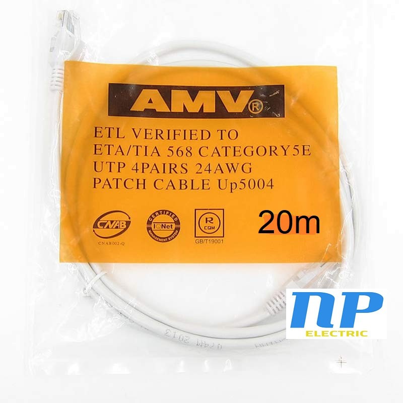 Dây cáp mạng LAN Internet bấm sẵn AMV DÀI 20 MÉT chuẩn cat 5e