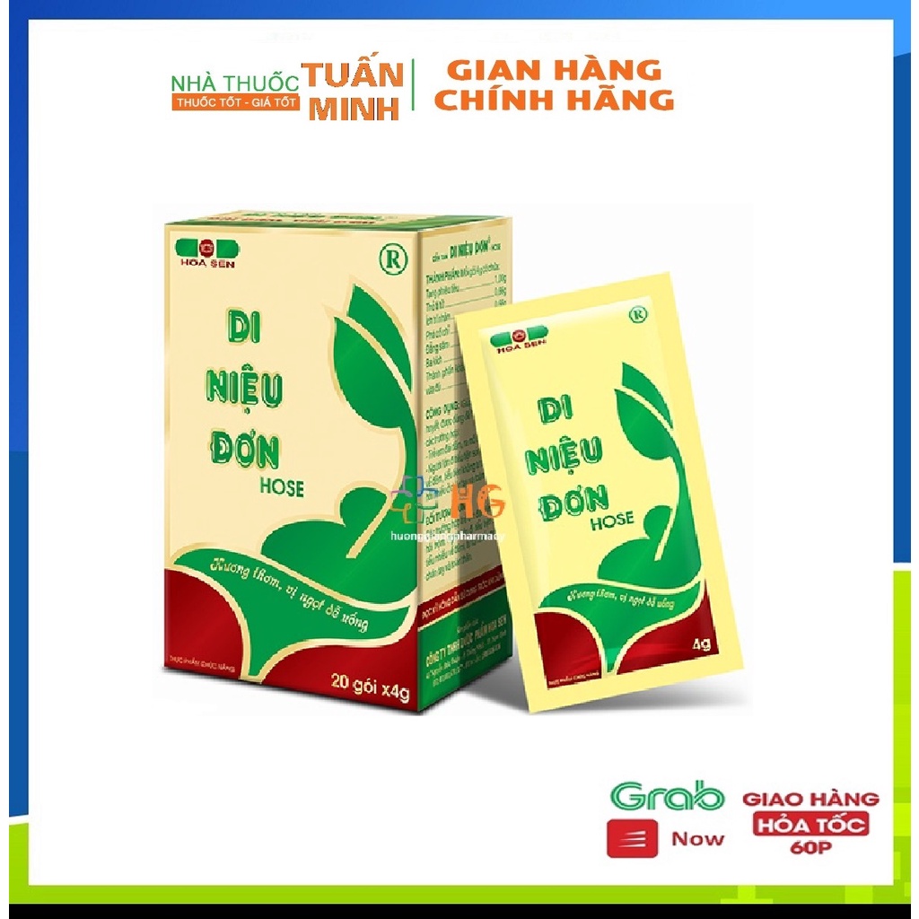 Cốm tan Di niệu đơn Hose liquid Giảm đái dầm tiểu đêm mồ hôi trộm tiểu són tiểu buốt cho bé hộp 20 gói