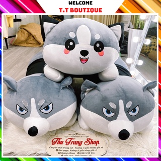 Gấu bông chó Husky mặt ngáo dễ thương, Gấu bông mèo cute 1m-1m2, Gấu bông Cao Cấp Kèm ảnh và Video thật