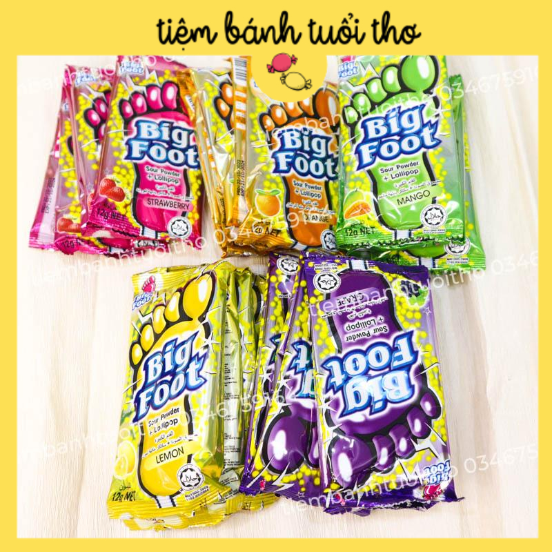 [Bịch Lớn] 30 gói Kẹo Mút Chấm Bột Chua Hình Bàn Chân - Kẹo Lollipop Bigfoot Tuổi Thơ