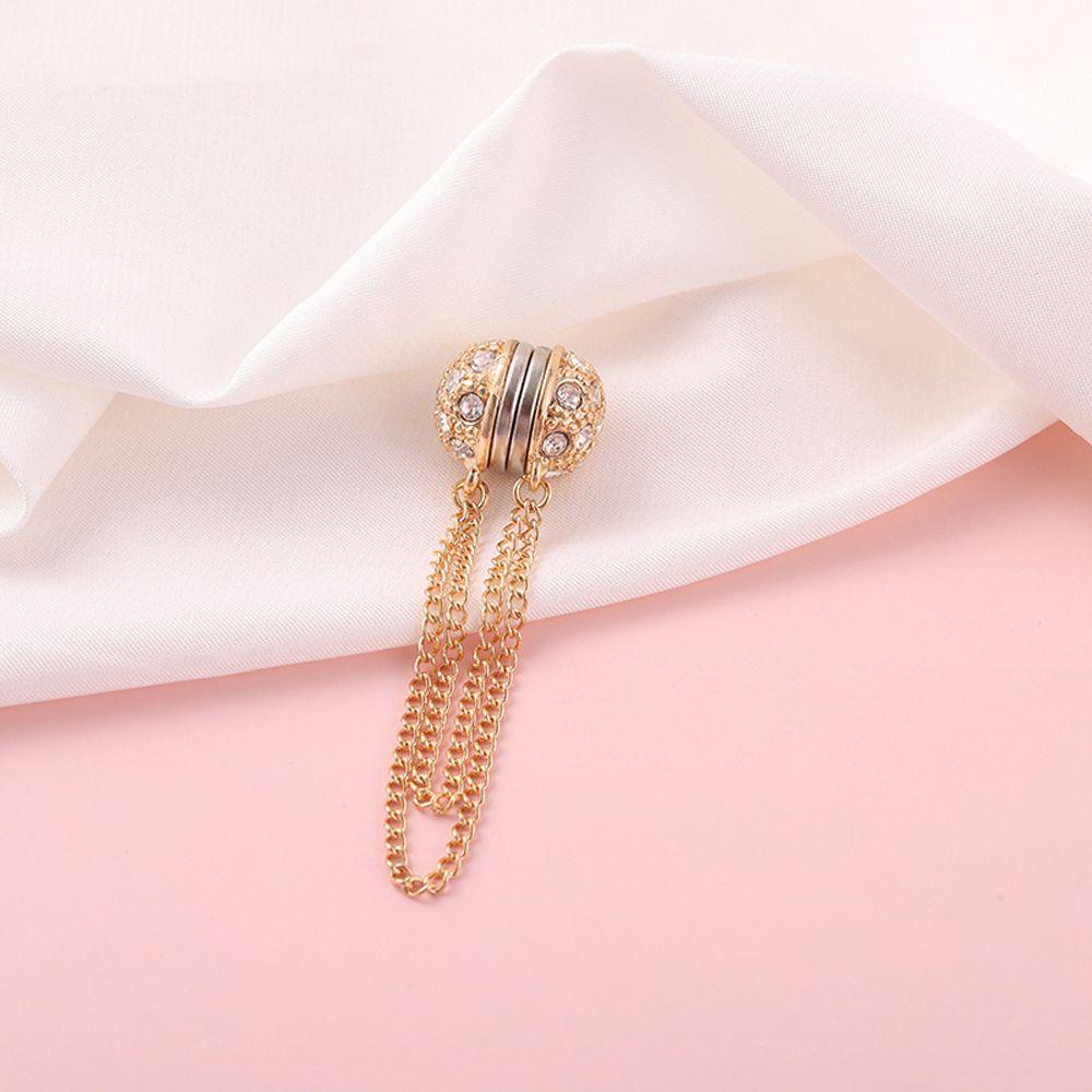 FORBETTER Ghim Cài Khăn Choàng Chống Trượt Đính Bóng Tròn Phối Tua Rua Phong Cách Vintage Thanh Lịch Cho Nữ