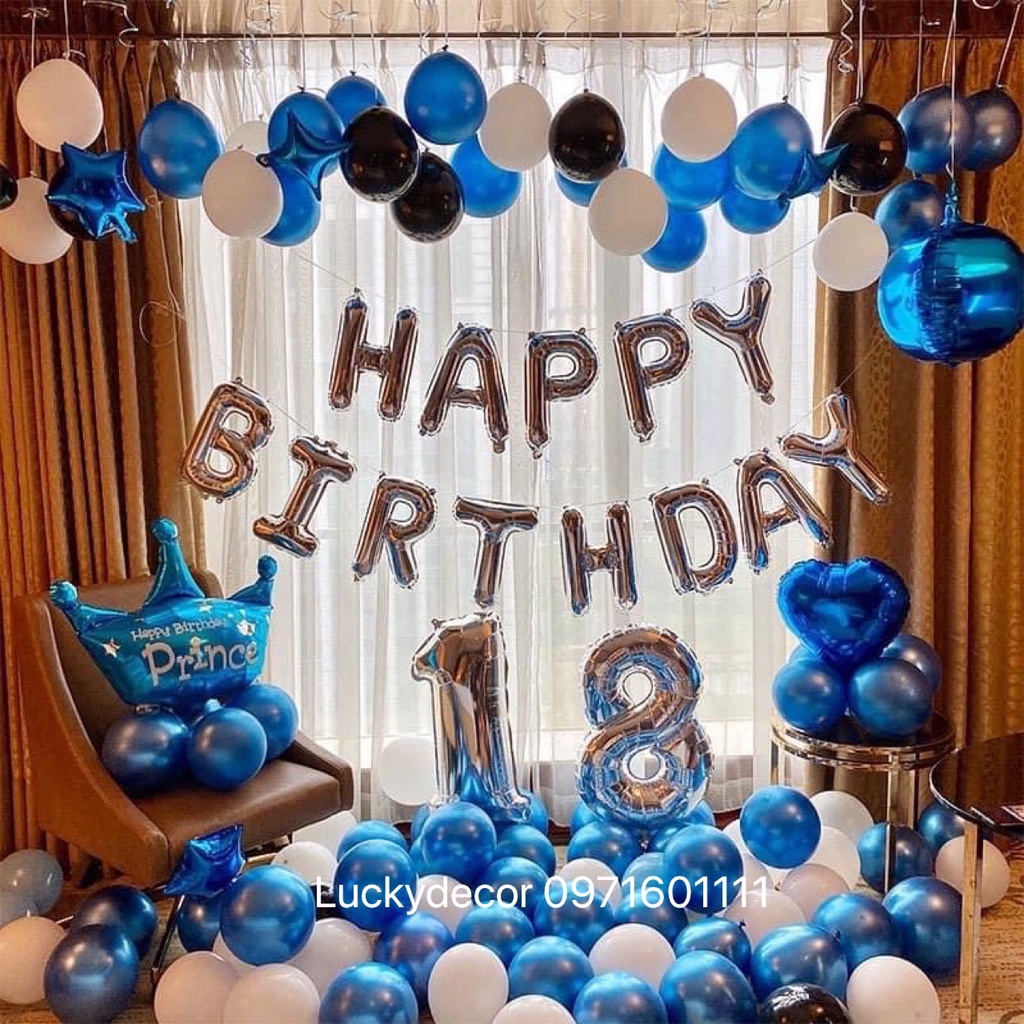 Combo bóng bay trang trí sinh nhật happy birthday nhiều phụ kiện trang trí bong bóng HN01