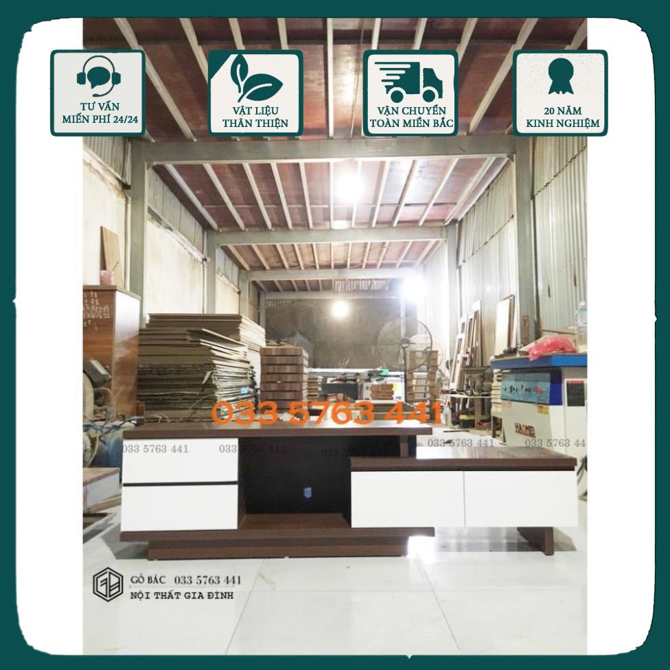 Kệ tivi thông minh di chuyển 1 hướng - kệ ti vi gỗ MDF phủ melamine kích thước dài 1m2 kéo ra 1m8