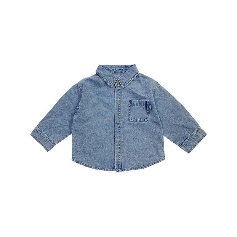 Áo denim dài tay màu nhạt đơn giản cho bé A875