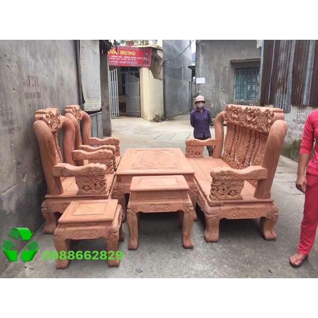 ☘️ Bộ ghế quốc voi tay 14 gỗ hương đá giá hoàn thiện
