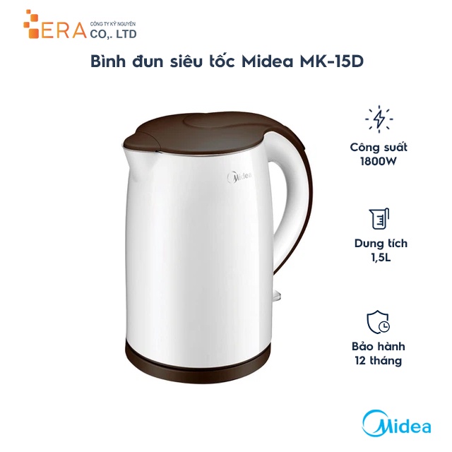 [Mã ELHADEV giảm 4% đơn 300K] Bình đun siêu tốc Midea MK-15D