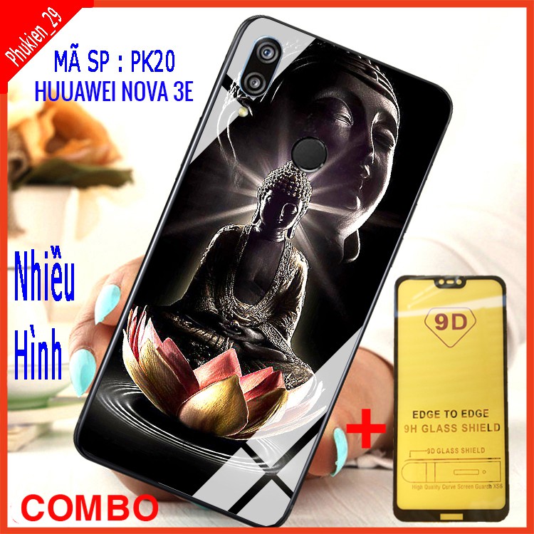 COMBO ỐP LƯNG HUAWEI NOVA 3E (ốp lưng kính 3D thế hệ mới + tặng kèm kính cường lực full màn hình)