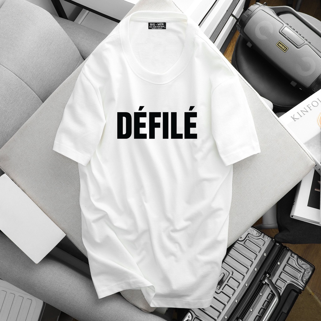 [bigsize] Áo thun cotton màu trắng in chữ đơn giản bigsize nam 50-135kg