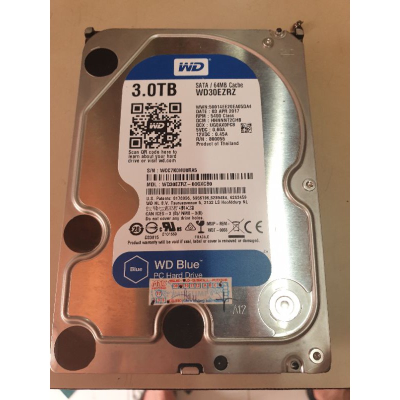 Hdd máy bàn 3.5 3tb western digital blue green nhà dùng sức khỏe 100 like new dư bán