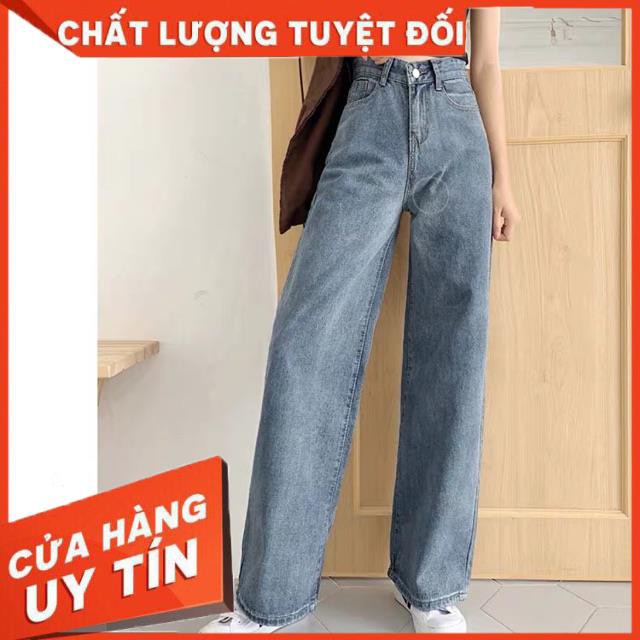 [hình thật] QUẦN JEANS ỐNG XUÔNG GẤP LAI DÁNG DÀI CHẤM GÓT