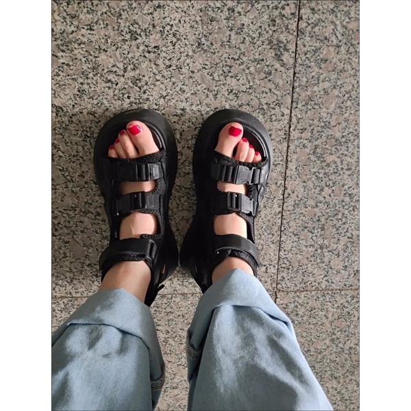 SANDAL ĐẾ ĐỘN 🚒 4cm đế 🚛 sandal da 🛵 dép cao / giày ulzzang
