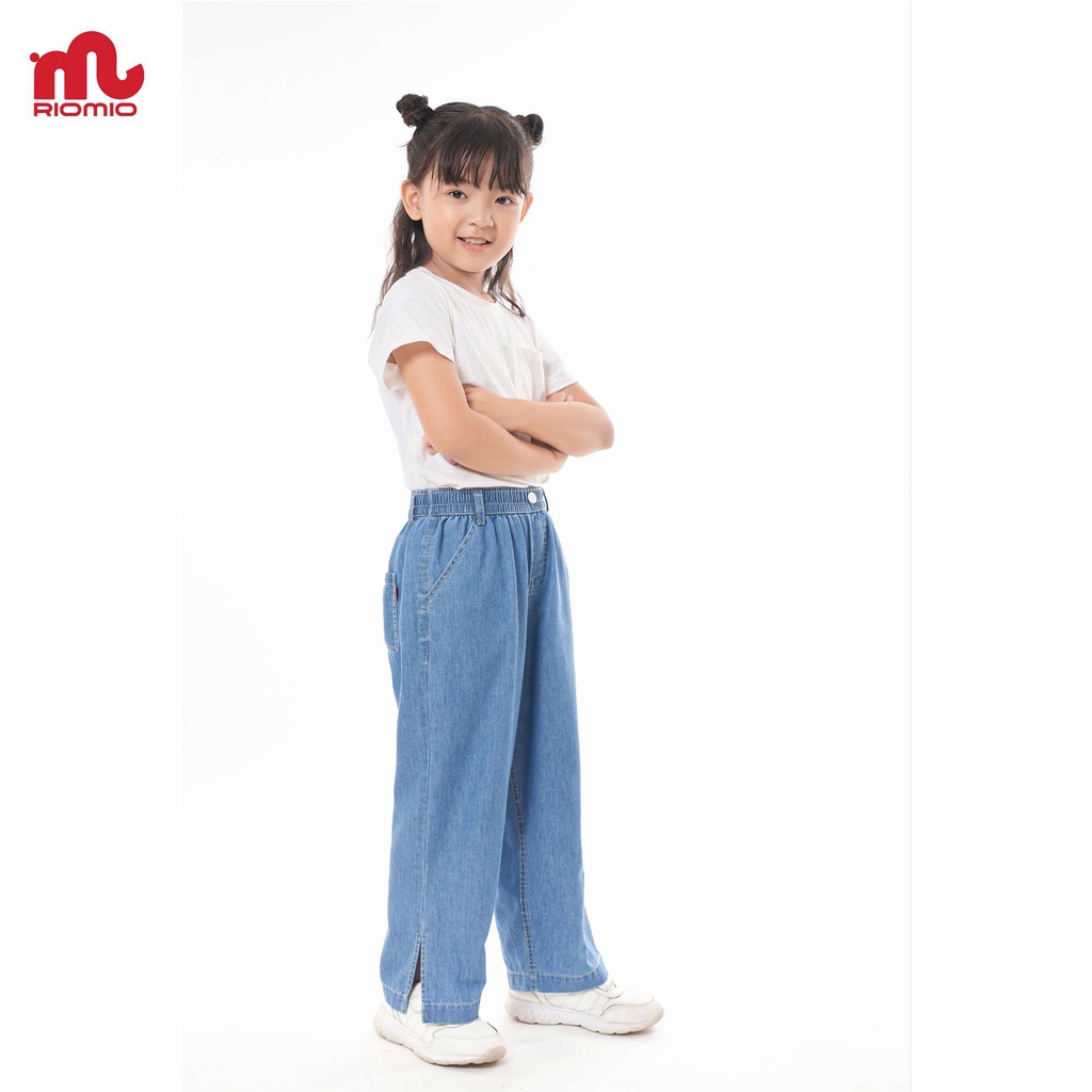 Quần jean cho bé gái ống rộng xẻ gấu đi học đi chơi RIOMIO size 20-55kg 100% cotton jean USA - RO233