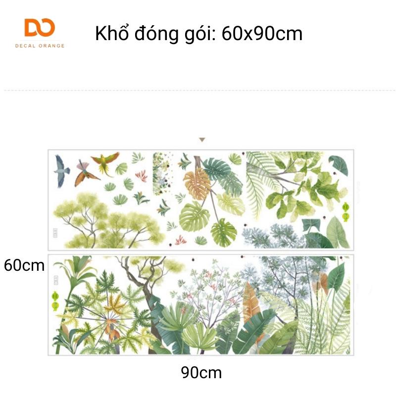 Decal dán tường tán lá bắc âu decor phòng ngủ, phòng khách