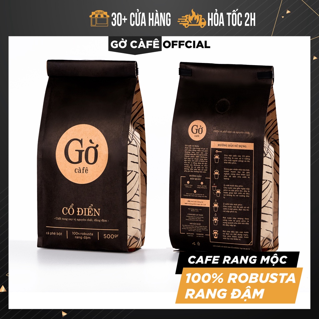 [Mua 190K cafe tặng Quà] Cà phê gu CỔ ĐIỂN (đắng mạnh) 100% ROBUSTA RANG ĐẬM, mộc, rang xay nguyên chất Gờ cafe