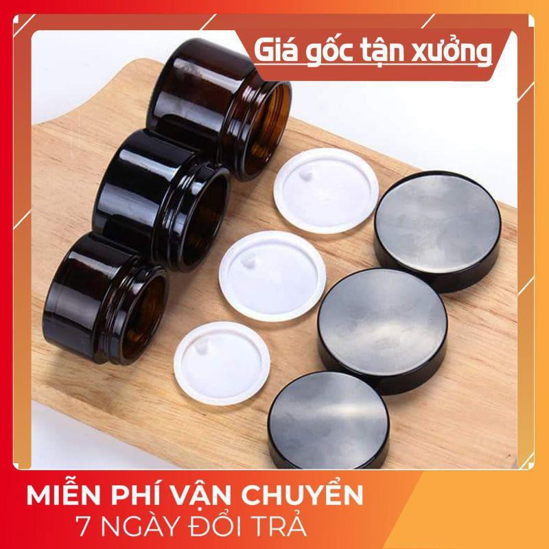 Hũ Chiết Mỹ Phẩm ❤ Hũ đựng kem thủy tinh nâu 30g,50g,100g chiết mỹ phẩm , phụ kiện du lịch