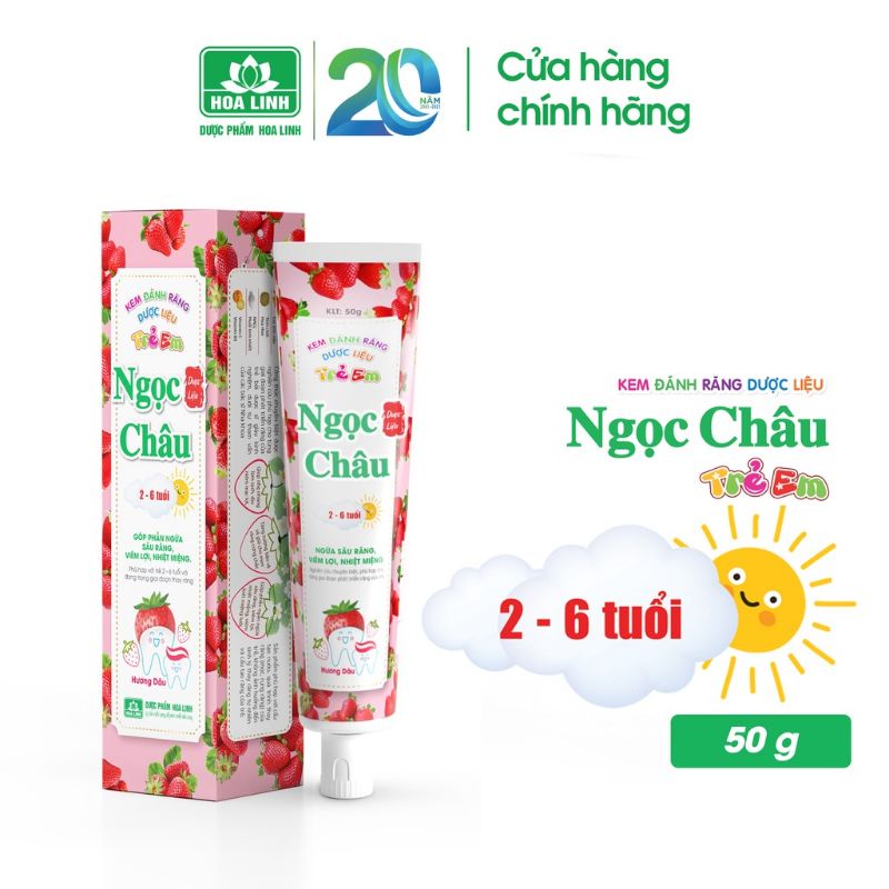 ( 2 LOẠI ) Kem Đánh Răng Trẻ Em Dược Liệu Ngọc Châu 50g và 70g