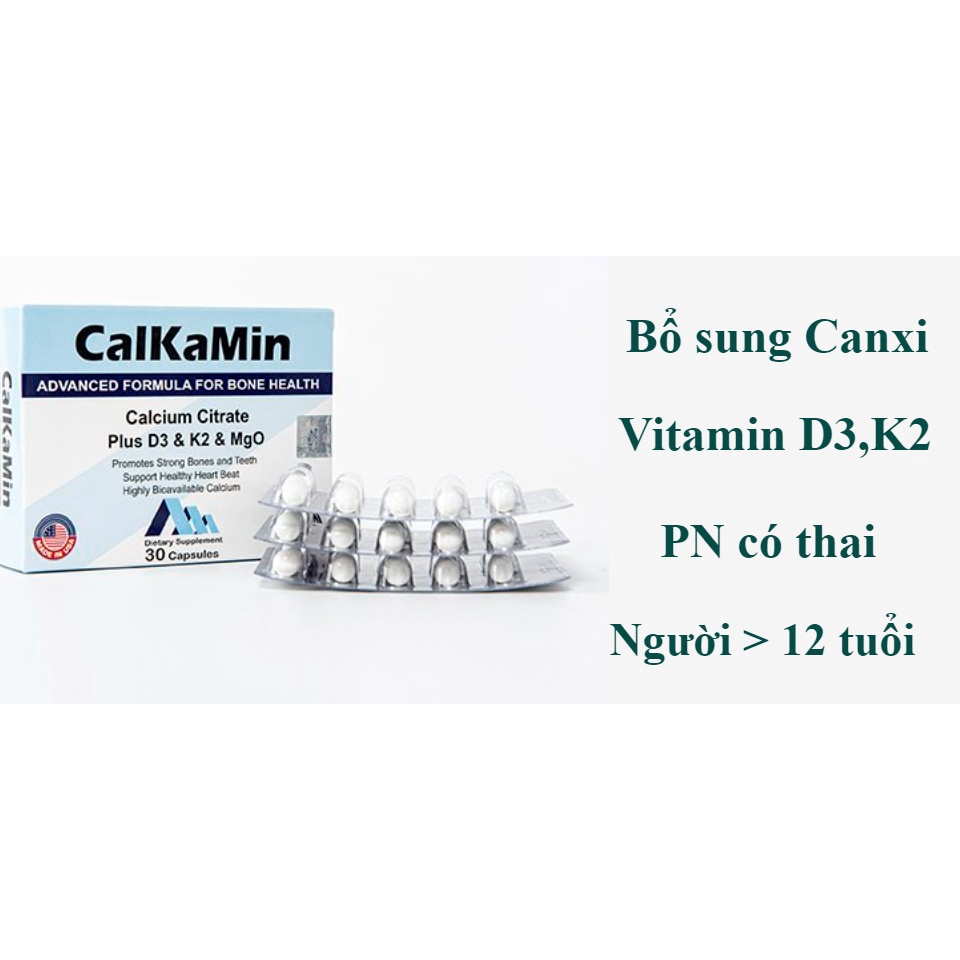 Calkamin - Viên  bổ sung canxi và vitamin k2, vitamin d3 cho cơ thể hỗ trợ xương, răng chắc khoẻ