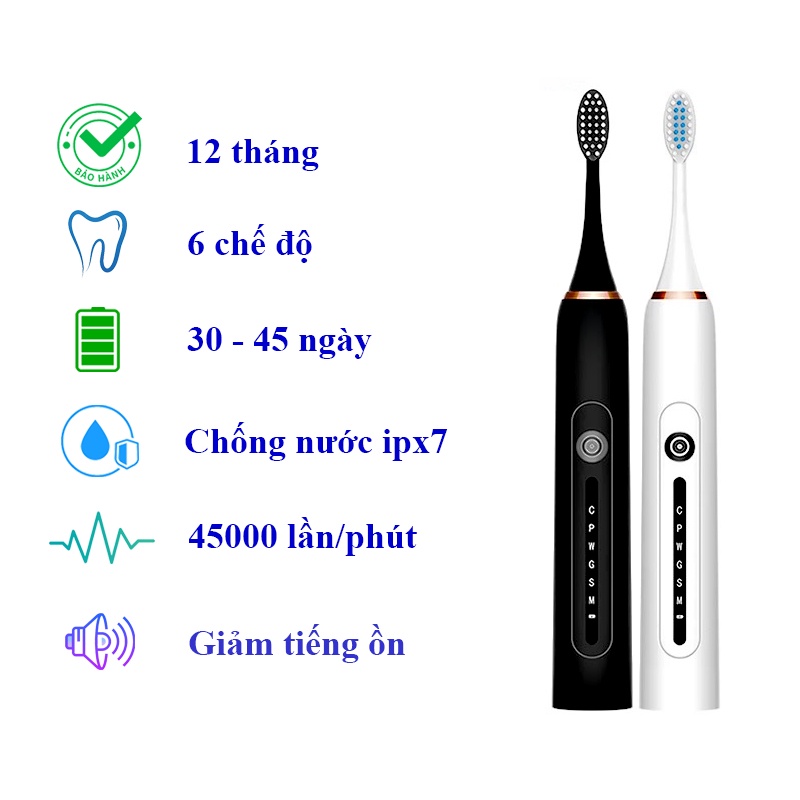 Bàn chải điện Sonic X7 đánh răng tự động 6 chế độ phiên bản nâng cấp AH23