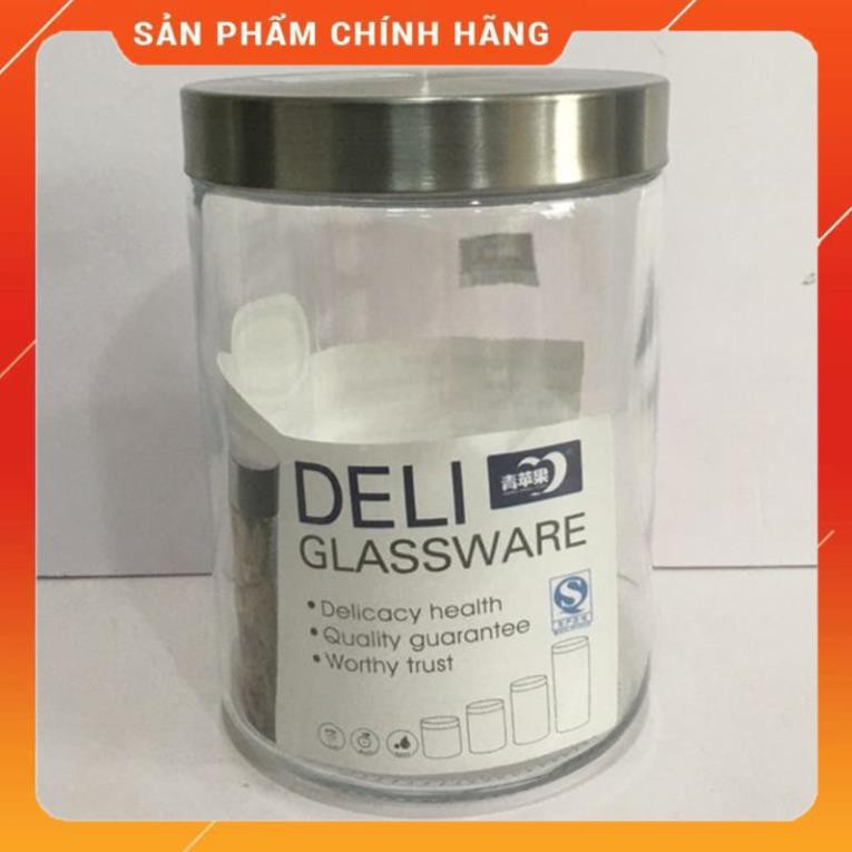 CHÍNH HÃNG -  Lọ thủy tinh nắp thiếc,hũ thủy tinh đựng gia vị ,đựng đường,đựng hạt,đồ khô an toàn, sạch sẽ Deli