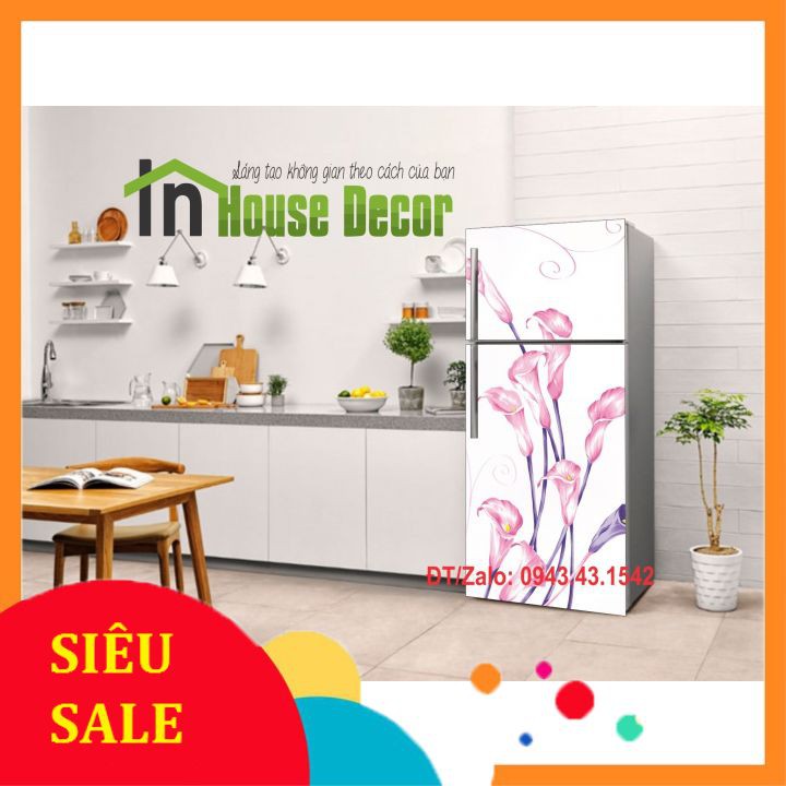 Miếng Dán Tủ Lạnh Chống Thấm Nước - Chất Liệu Decal Bóc Dán - Phù Hợp Mọi Loại Tủ - Hoa Loa Kèn