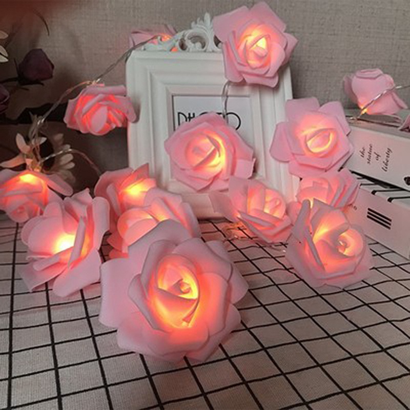 Dây đèn LED hình hoa hồng trang trí lãng mạn