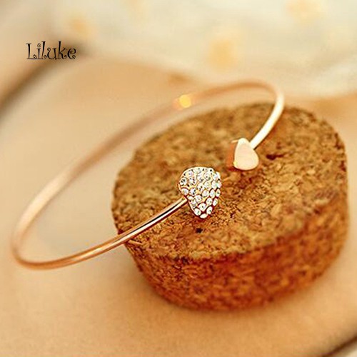 Vòng Tay Hợp Kim Mạ Vàng/Bạc Trang Trí Trái Tim Đính Đá Xinh Xắn Cho Nữ | BigBuy360 - bigbuy360.vn