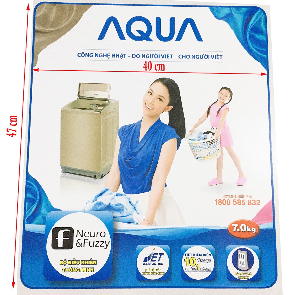 Miếng dán máy giặt Sanyo, Aqua [TẶNG BĂNG KEO HAI MẶT] tem dán máy giặt Aqua, Sanyo chọn mẫu như hình