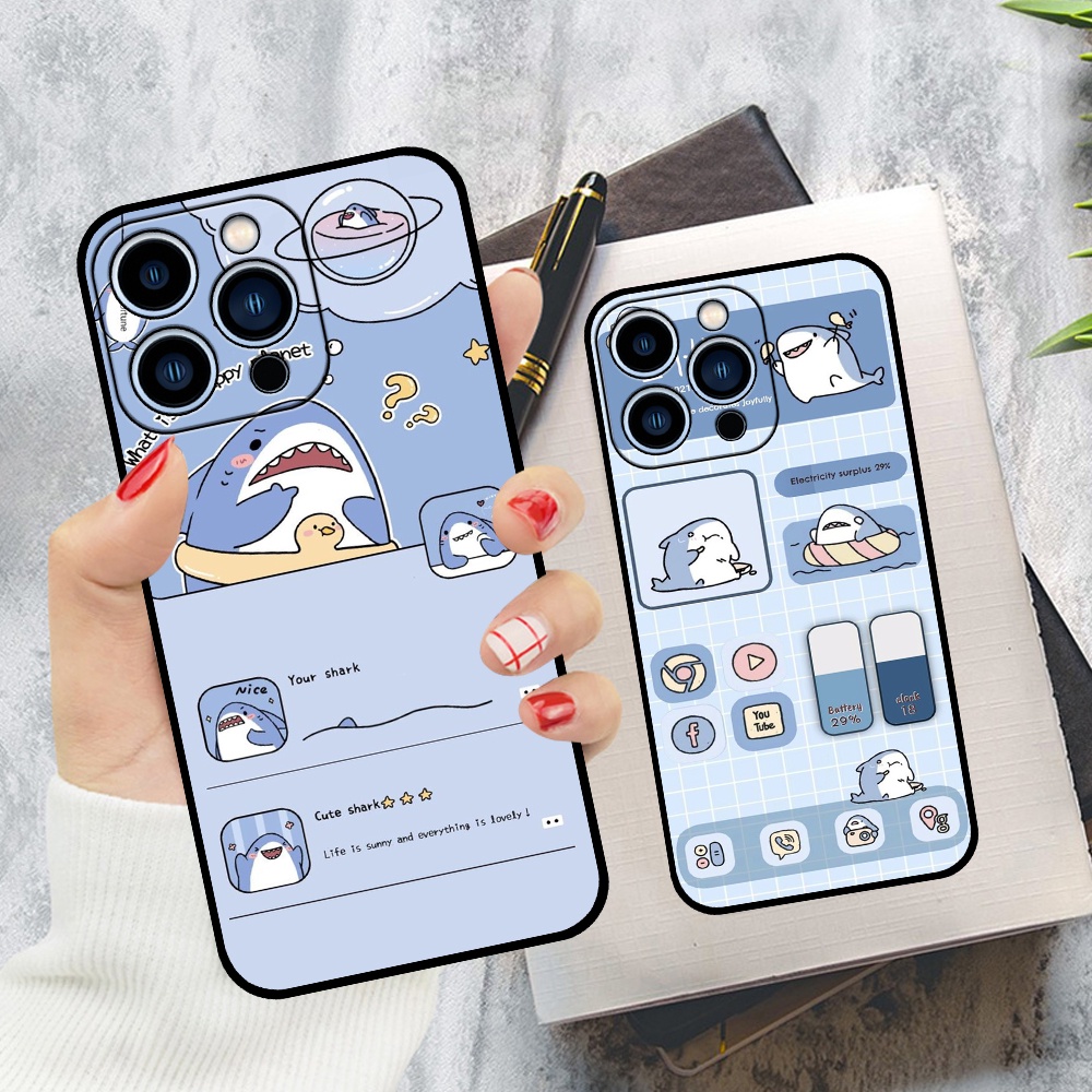 Ốp iphone 13 13 Pro 13 Pro Max 13 Mini in hình nền cá mập đáng yêu giá rẻ