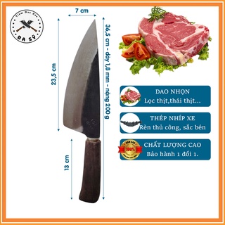 Dao bầu nhíp xe to, lọc thịt, thái thịt, chọc tiết, dao rèn từ thép nhíp xe siêu bền, cán gỗ chắc chắn - d45