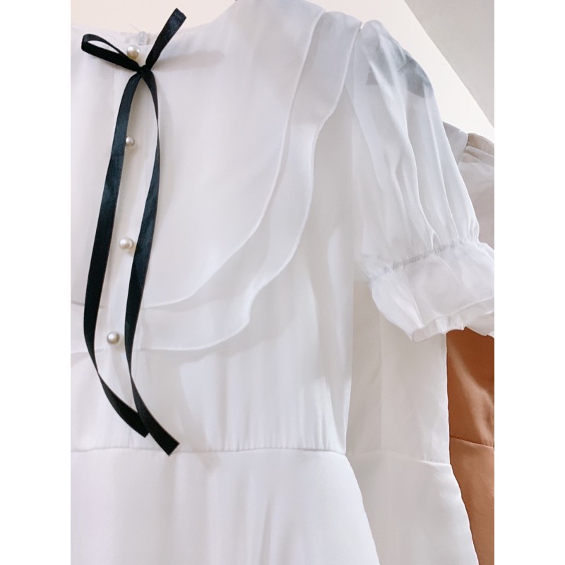 [Jamela Store] Đầm trắng phối bèo đính nơ | WebRaoVat - webraovat.net.vn