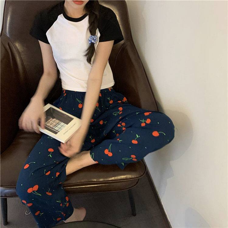Ms.C💘 Quần dài mặc ở nhà in hình họa tiết hoạt hình thời trang mùa hè | BigBuy360 - bigbuy360.vn