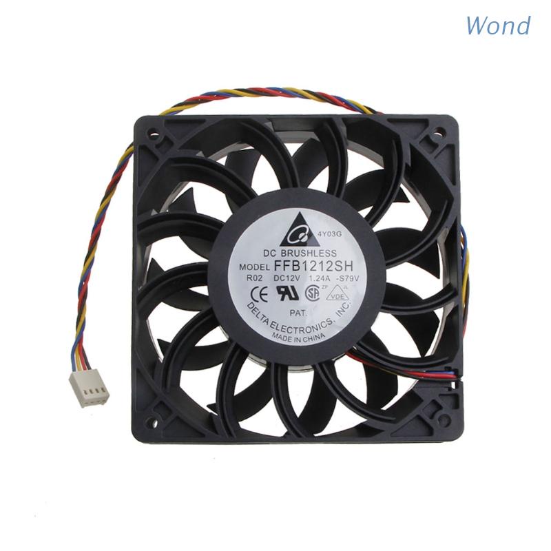 Quạt tản nhiệt không chổi than Wond FFB1212SH 4P 12V 120mm 12cm 120x120x25mm 3700 rpm cho Bitcoin Miner