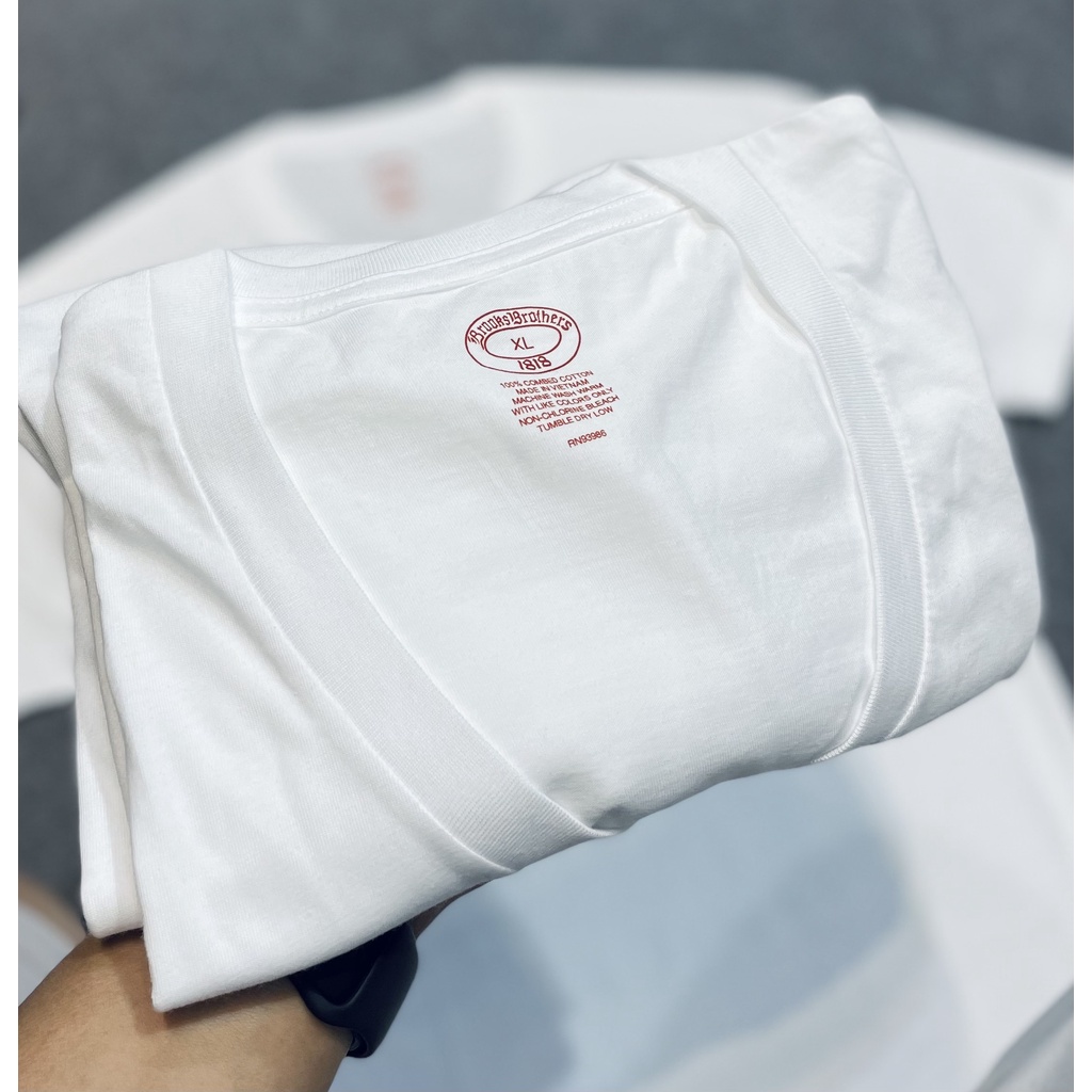 Áo phông nam trắng cổ tròn tim cao cấp xuất mỹ Brook cotton supima 100% mềm mát